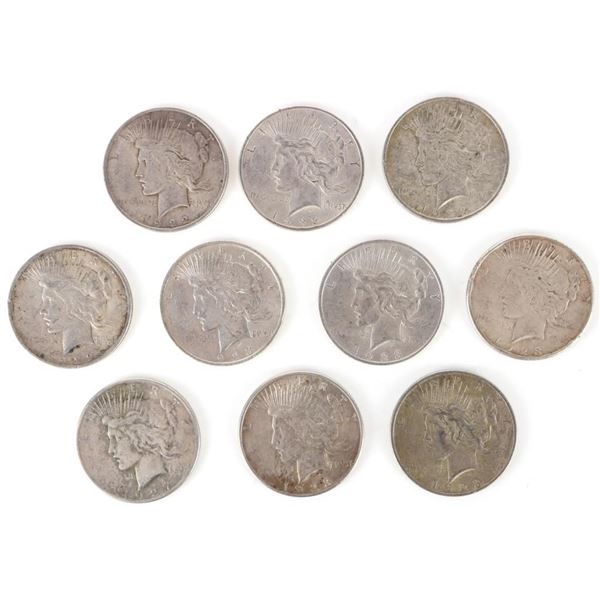 90% SILVER LIBERTY PEACE DOLLARS - (10)