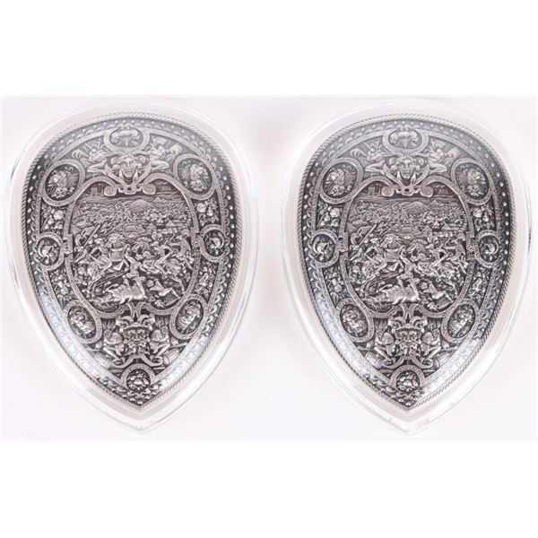 FINE SILVER 1/2 OZ SHIELD OF HENRY II FRANCE - (2)