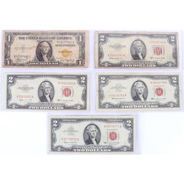 UNITED STATES CURRENCY LOT OF 5