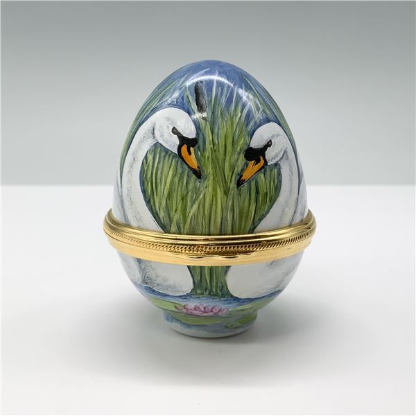 Elliot Hall Enamel Swan Egg Shaped Box