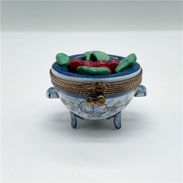 French Home Limoges Porcelain Trinket Box, Cherries