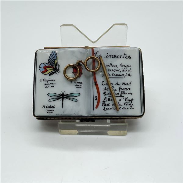 La Gloriette Limoges Trinket Box, Insect Study Book