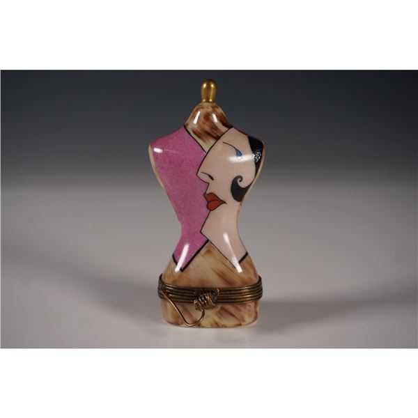 Limoges France Art Deco Mannequin Form Trinket Box