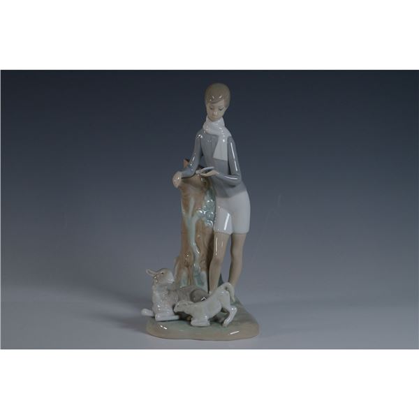 Lladro Porcelain Figurine, Boy with Lambs 1004509