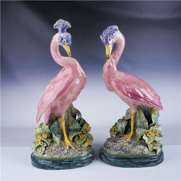 2pc Brayton by Freeman & Leidy Ceramic Crane Sculptures