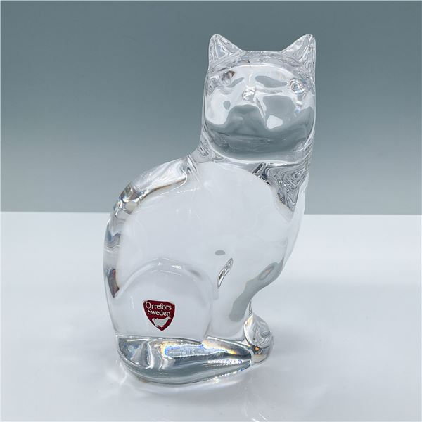 Orrefors Crystal Cat Figurine, Sweden