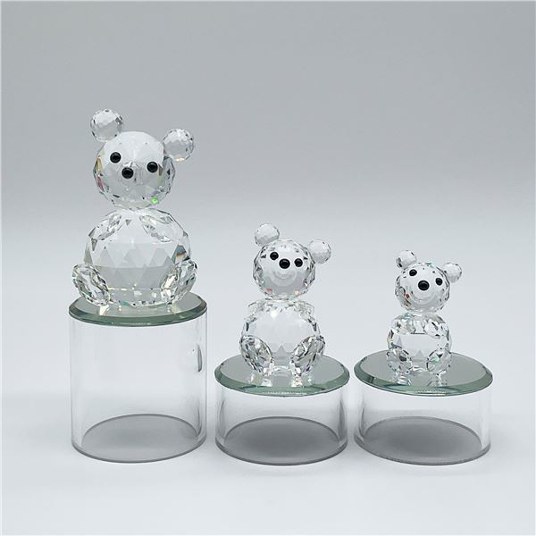 Swarovski Crystal Bear Figurine Trio, Large, Small, and Mini