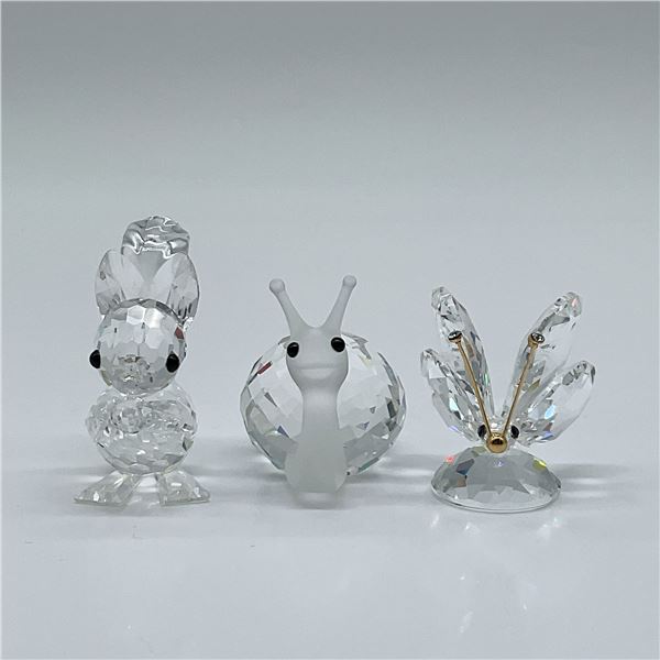 3pc Swarovski Crystal Figurines, Squirrel, Butterfly, Snail