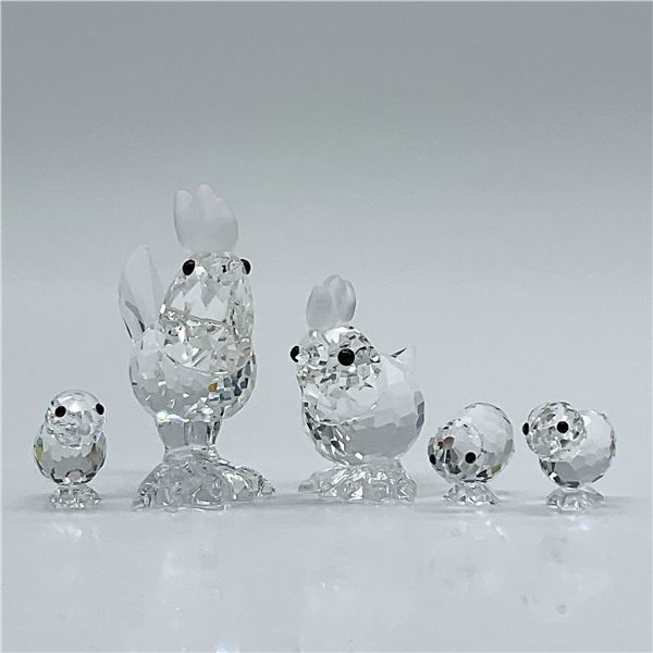 Swarovski Crystal Figurines, Mini Cockerel, Hen and Chicks