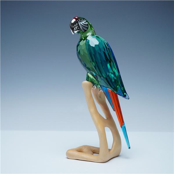 Swarovski Crystal Paradise Bird Figurine, Macaw Chrome Green