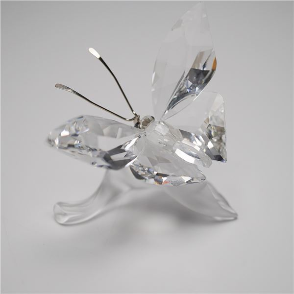Swarovski Crystal Figurine, Butterfly on Leaf