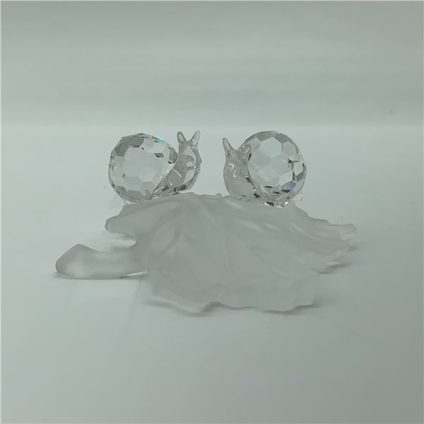 Swarovski Crystal Figurine, Snails on Vine Leaf
