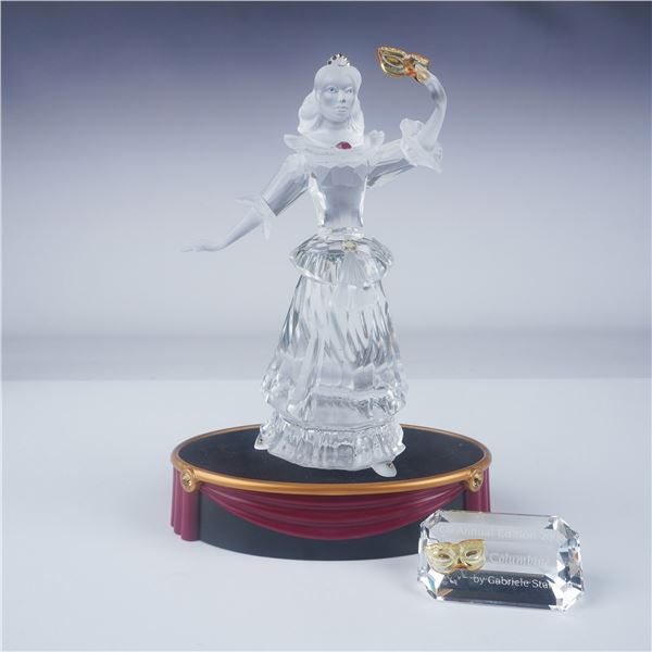 3pc Swarovski Crystal Figurine with Plaque & Base, Columbine