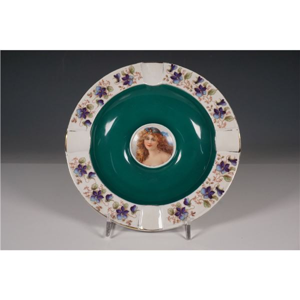Cico Porcelain Plate, Lady Portrait and Floral Design