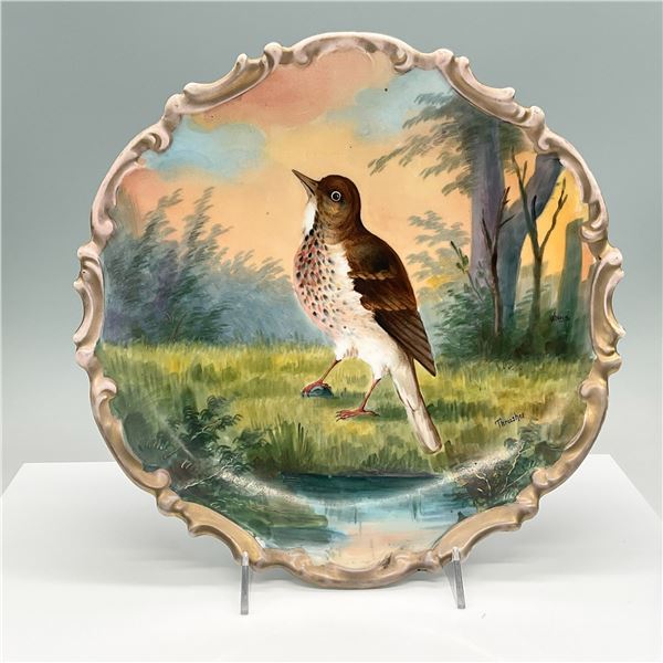 Hand-Painted Porcelain Plate, Thrush, by W Hein