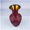 Image 3 : Cinnabar Lacquer Vase, Gold Interior