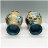 Image 3 : 2pc Chinese Cloisonne Vases with Floral Motif