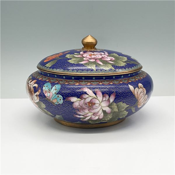 Cloisonne Lidded Bowl with Floral and Butterfly Motifs