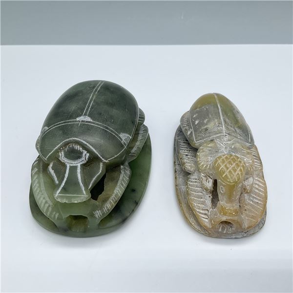 2pc Egyptian Style Scarab Stone Carvings