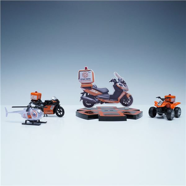 United Hatzalah Emergency Vehicle Toy Set with Stand