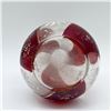 Image 3 : Art Glass Vase, Red Overlay with Floral Engraving