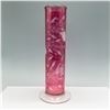 Image 1 : Cranberry Glass Vase with Etched Floral Design