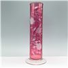 Image 3 : Cranberry Glass Vase with Etched Floral Design
