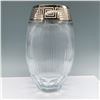 Image 2 : Crystallery Glass Vase, Greek Key Silver Design
