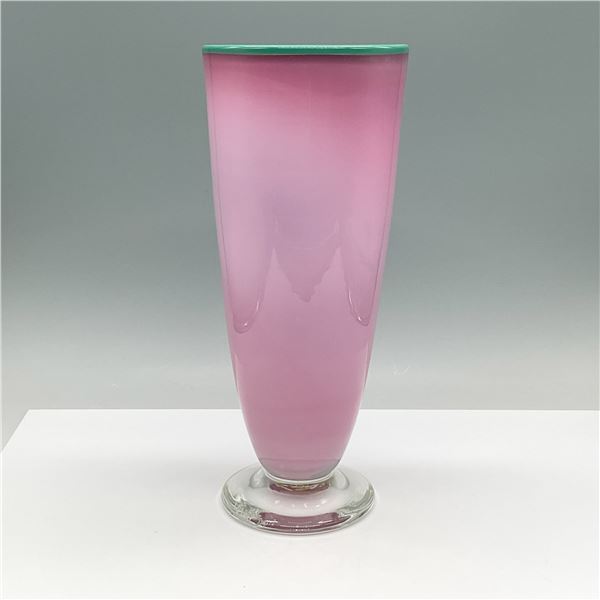Signed Iridescent Pink Glass Vase