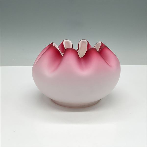 Cranberry Pink Satin Glass Rose Bowl