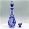 Image 1 : Cobalt Blue Cut-to-Clear Crystal Decanter and Cordial Glass
