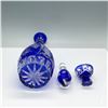 Image 3 : Cobalt Blue Cut-to-Clear Crystal Decanter and Cordial Glass
