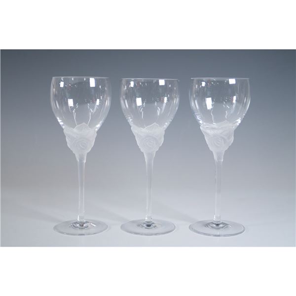 3pc Christian Dior Rose Crystal Water Goblets