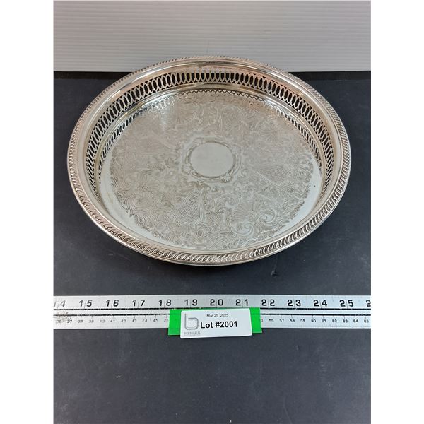 Rogers Silver Plated Footed Serving Tray - 12" Diameter