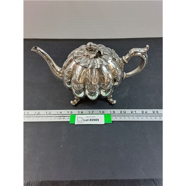 Hunt & Roskell Silver Plated Pumpkin Tea Pot - 10" x 5" x 6"