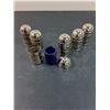 Image 2 : (6) Silver Plated Salt & Pepper Shakers w/Cobalt Blue Glass Inserts