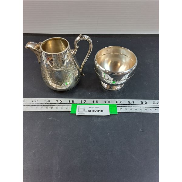 Silver Plated Creamer & Sugar Bowl (Not Matching Set)