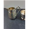 Image 2 : Silver Plated Creamer & Sugar Bowl (Not Matching Set)