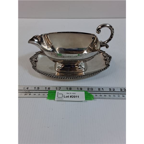 Silver Plated Gravy Boat & Serving Plate