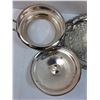 Image 4 : Silver Plated Platter - 12.5" & Serving Bowl Holder & Lid (Lid Handle Has Little Bend)