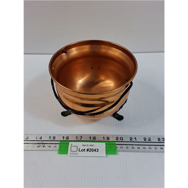 Copper Three-Legged Pot w/ Bail Handle - 6" x 4.5"