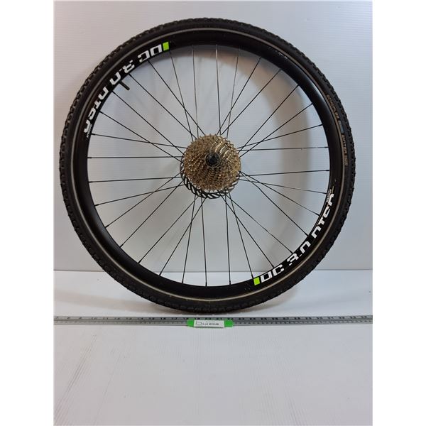 Rear Bicycle Wheel Assembly w/10 Gear Cluster Studded Tire - 42-622 128 x 1.60-700x40 - CANNOT SHIP