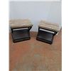 Image 1 : * (2) Marble Style Top & Wood Base End Table Set - CANNOT SHIP