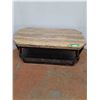 Image 1 : * Marble Style Top & Wood Base Coffee Table on Wheels - CANNOT SHIP
