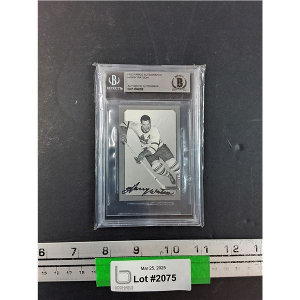 Harry Watson Pre-Parkie Autographs Hockey Trading Card - Graded