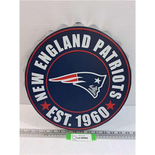 New England Patriots Bottle Cap Wall Decor - 14" Diameter