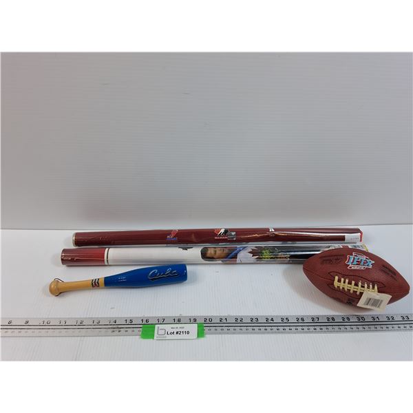 (2) Team Canada 2010 Hockey Posters (Sealed) & Cuba Baseball Mini Bat & Super Bowl XLII Mini Footbal