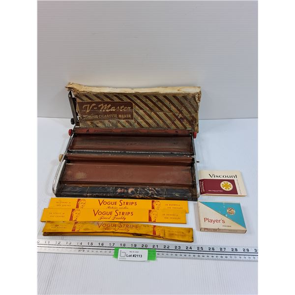 (3) Vintage Cigarette Rollers (15.5" x 5") & Rolling Papers (As Is) & Cigarette Packages - As Is
