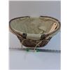 Image 1 : Straw Basket w/ Cloth Lining - 16" x 8" x 14"