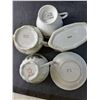 Image 3 : Ceramic Tea Set- (5) Plates, (4) Cups, Napkin Holder, Creamer, Sugar Bowl